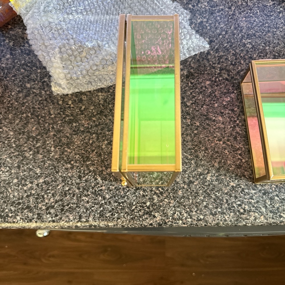 Colorful Glass Trinket Box with Gold Edging - Picture 2 of 6